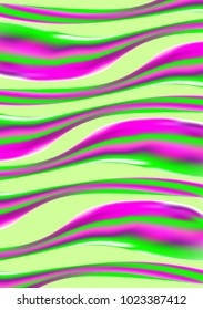 Holographic. Green and Pink Mesh Waves in Holographic Style. Illustration. Futuristic Holography. Holographic Liquid for Banner, Brochure Design, Web, Cover. Futuristic Abstraction. Colorful Gel.