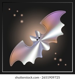 Holographic Halloween Bat Sticker. For design and decor, Halloween sale and holiday. Vector image.