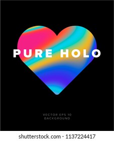 Holographic heart on dark background. Vector illustration.