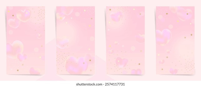 Holographic hearts swirl for romantic love wedding valentines holiday phone layout