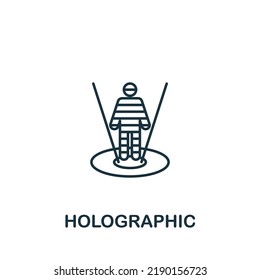 Holographic icon. Monochrome simple line Future Technology icon for templates, web design and infographics