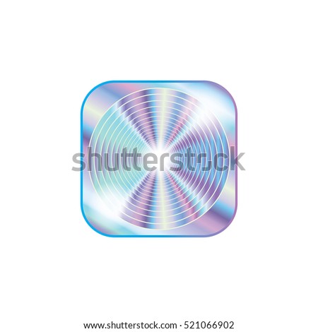 Holographic illustration round square shape sticker button emblem