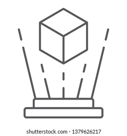 Holographic image thin line icon, rotation and view, hologram sign, vector graphics, a linear pattern on a white background, eps 10.