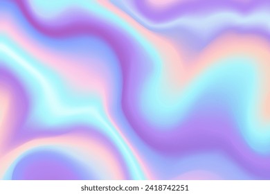 Holographic iridescent abstract background. Rainbow hologram foil effect. Liquid neon gradient. Vector graphic.