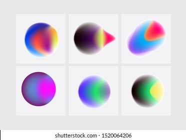 Holographic iridescent blurry circles on white background.