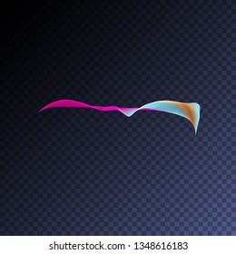 Holographic iridescent neon light effect. Vector glowing magic rainbow transparent element for your design. Beautiful flame, flare, light trail, hologram, sound wave.