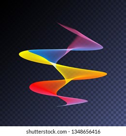 Holographic iridescent neon light effect. Vector glowing magic rainbow transparent element for your design. Beautiful flame, flare, light trail, hologram, sound wave.