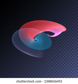 Holographic iridescent neon light effect. Vector glowing magic rainbow transparent element for your design. Beautiful flame, flare, light trail, hologram, sound wave.