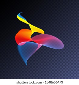Holographic iridescent neon light effect. Vector glowing magic rainbow transparent element for your design. Beautiful flame, flare, light trail, hologram, sound wave.