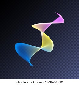Holographic iridescent neon light effect. Vector glowing magic rainbow transparent element for your design. Beautiful flame, flare, light trail, hologram, sound wave.