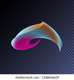 Holographic iridescent neon light effect. Vector glowing magic rainbow transparent element for your design. Beautiful flame, flare, light trail, hologram, sound wave.