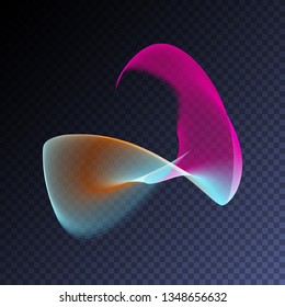 Holographic iridescent neon light effect. Vector glowing magic rainbow transparent element for your design. Beautiful flame, flare, light trail, hologram, sound wave.