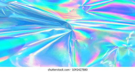 Holographic iridescent vector surface wrinkled foil with pastel colors.