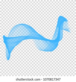 Holographic iridescent wavy transparent element.  Glowing vector light effect. Creative abstract blue colored shape for your beautiful design.