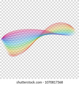 Holographic iridescent wavy transparent element.  Glowing vector light effect. Creative rainbow abstract shape for your beautiful design.