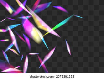 Holographic Lens Vector Transparent Background. Holo Bokeh Flying Border. Neon Sparkle Digital Brochure. Gradient Abstract Prism Template.