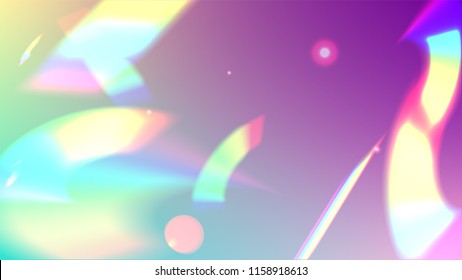 Holographic Light Glitch Effect. Iridescent Background. 
Vector Rainbow Gradient with Sunshine Glare.  Creative Festive Backdrop. 
Mesh Holographic Foil. Trendy Hologram Vector Background.
