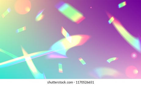 Holographic Light Glitch Effect. Iridescent Background. 
Vector Rainbow Gradient with Sunshine Glare.  
 Trendy Hologram Vector Background. Mesh Holographic Foil. Creative Festive Backdrop. 
