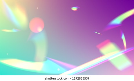Holographic Light Glitch Effect. Iridescent Background. 
Vector Rainbow Gradient with Sunshine Glare.  
Mesh Holographic Foil. Trendy Hologram Vector Background. Creative Festive Backdrop. 
