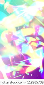 Holographic Light Glitch Effect. Iridescent Background. 
Vector Rainbow Gradient with Sunshine Glare.  
Mesh Holographic Foil. Trendy Hologram Vector Background. Creative Festive Backdrop. 
