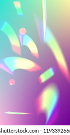 Holographic Light Glitch Effect. Iridescent Background. 
Vector Rainbow Gradient with Sunshine Glare.  
 Trendy Hologram Vector Background. Mesh Holographic Foil. Creative Festive Backdrop. 
