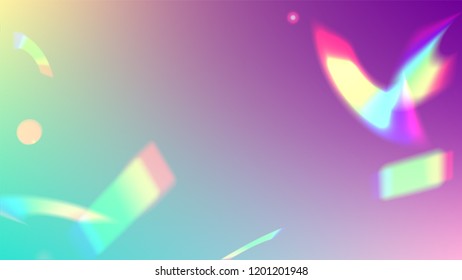 Holographic Light Glitch Effect. Iridescent Background. 
Vector Rainbow Gradient with Sunshine Glare.  
 Trendy Hologram Vector Background. Mesh Holographic Foil. Creative Festive Backdrop. 
