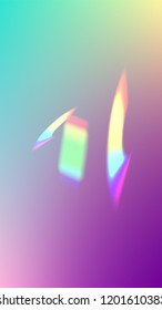 Holographic Light Glitch Effect. Iridescent Background. 
Vector Rainbow Gradient with Sunshine Glare.  
 Trendy Hologram Vector Background. Mesh Holographic Foil. Creative Festive Backdrop. 
