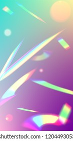 Holographic Light Glitch Effect. Iridescent Background. 
Vector Rainbow Gradient with Sunshine Glare.  Creative Festive Backdrop. 
Mesh Holographic Foil. Trendy Hologram Vector Background.
