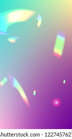 Holographic Light Glitch Effect. Iridescent Background. 
Vector Rainbow Gradient with Sunshine Glare.  
Mesh Holographic Foil. Trendy Hologram Vector Background. Creative Festive Backdrop. 
