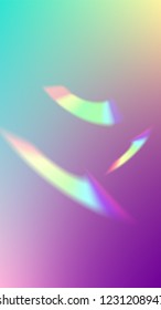 Holographic Light Glitch Effect. Iridescent Background. 
Vector Rainbow Gradient with Sunshine Glare.  Creative Festive Backdrop. 
Mesh Holographic Foil. Trendy Hologram Vector Background.
