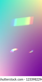 Holographic Light Glitch Effect. Iridescent Background. 
Vector Rainbow Gradient with Sunshine Glare.  
 Trendy Hologram Vector Background. Mesh Holographic Foil. Creative Festive Backdrop. 
