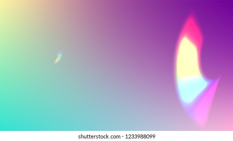 Holographic Light Glitch Effect. Iridescent Background. 
Vector Rainbow Gradient with Sunshine Glare.  Creative Festive Backdrop. 
Mesh Holographic Foil. Trendy Hologram Vector Background.
