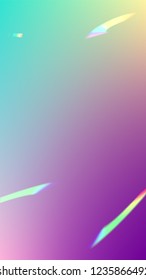 Holographic Light Glitch Effect. Iridescent Background. 
Vector Rainbow Gradient with Sunshine Glare.  
Mesh Holographic Foil. Trendy Hologram Vector Background. Creative Festive Backdrop. 

