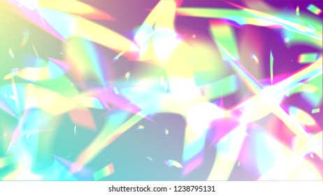 Holographic Light Glitch Effect. Iridescent Background. 
Vector Rainbow Gradient with Sunshine Glare.  Creative Festive Backdrop. 
Mesh Holographic Foil. Trendy Hologram Vector Background.
