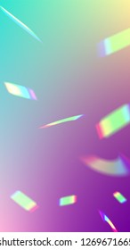 Holographic Light Glitch Effect. Iridescent Background. 
Vector Rainbow Gradient with Sunshine Glare.  
Mesh Holographic Foil. Trendy Hologram Vector Background. Creative Festive Backdrop. 
