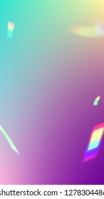 Holographic Light Glitch Effect. Iridescent Background. 
Vector Rainbow Gradient with Sunshine Glare.  
 Trendy Hologram Vector Background. Mesh Holographic Foil. Creative Festive Backdrop. 
