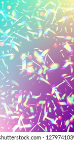 Holographic Light Glitch Effect. Iridescent Background. 
Vector Rainbow Gradient with Sunshine Glare.  Creative Festive Backdrop. 
Mesh Holographic Foil. Trendy Hologram Vector Background.
