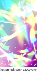 Holographic Light Glitch Effect. Iridescent Background. 
Vector Rainbow Gradient with Sunshine Glare.  Creative Festive Backdrop. 
Mesh Holographic Foil. Trendy Hologram Vector Background.
