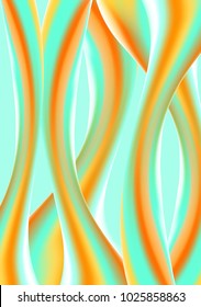 Holographic Liquid in Green and Orange Colors. Bright Thick Substance in Futuristic Style. 3d Abstract Illustration. Glossy Holographic Liquid for Fashion Flyer, Brochure Design, Web Design, Cover.