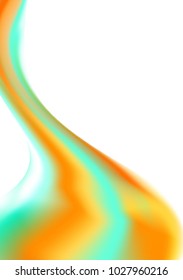 Holographic Liquid in Green and Orange Colors. Bright Thick Substance in Futuristic Style. 3d Abstract Illustration. Glossy Holographic Liquid for Fashion Flyer, Brochure Design, Web Design, Cover.