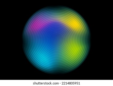 Holographic liquid sphere and linear rings abstract background. Vector design