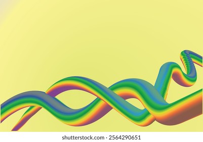 Holographic liquid wave, iridescent chrome fluid silk fabric isolated on light background. 