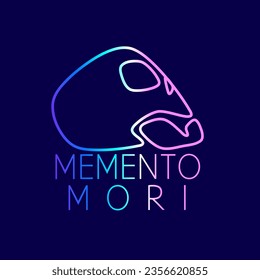 Holographic Memento mori or skull head, on dark background