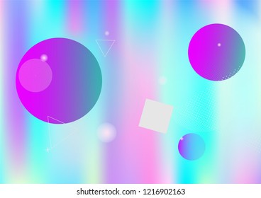 Holographic memphis business vector background. Horizontal fairy-tale gradient color overlay. Geometric abstract corporate identity holograph pattern. Chaotic dreamy falling memphis wallpaper.