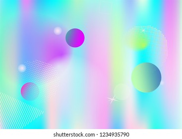 Holographic memphis business vector background. Horizontal gradient hipster color overlay. Corporate identity geometric minimal holograph pattern. Chaotic bauhaus falling memphis wallpaper.