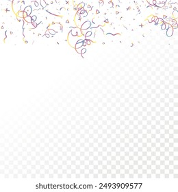 Holographic Memphis Confetti Background. Abstract Vector Geometric Kid Rainbow Pattern. Pride Graphic Lines for Winners and Birthday Cards. 2025 Neon Party. Poster Cover in 80s Style