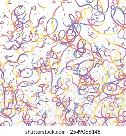 Memphis Confetti Holográfica. Abstract Vetor Geometric Kid Rainbow Pattern. Linhas Gráficas Pride para Vencedores e Cartões de Aniversário. Partido Neon 2025. Capa de Cartaz no estilo dos anos 80.