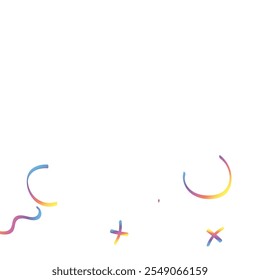 Holographic Memphis Confetti Background. Abstract Vector Geometric Kid Rainbow Pattern. Pride Graphic Lines for Winners and Birthday Cards. 2025 Neon Party. Poster Cover in 80s Style.