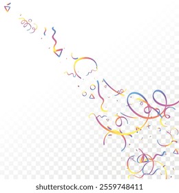 Holographic Memphis Confetti Background. Abstract Vector Geometric Kid Rainbow Pattern. Pride Graphic Lines for Winners and Birthday Cards. 2025 Neon Party. Poster Cover in 80s Style.