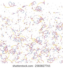 Holographic Memphis Confetti Background. Abstract Vector Geometric Kid Rainbow Pattern. Pride Graphic Lines for Winners and Birthday Cards. 2025 Neon Party. Poster Cover in 80s Style.